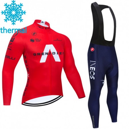 Tenue Maillot M/L + Collant à Bretelles 2021 Ineos Grenadiers Hiver Thermal Fleece N005